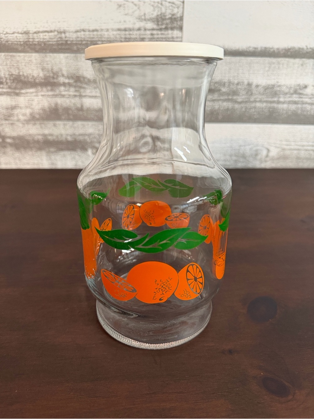 Vintage Anchor Hocking Orange Juice Glass Carafe Pitcher w/ Lid